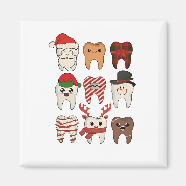 Íman Natal Dentário Engraçado Férias de Dentista (Frente)