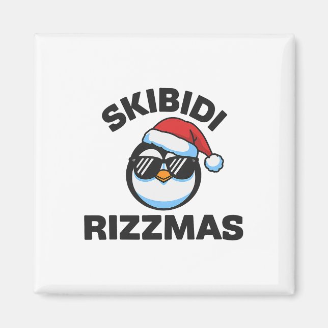 Íman Natal divertido com pinguim Skibidi Ri da Geração  (Frente)