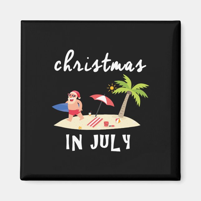 Íman Natal Divertido Em Julho Com Presente Do Papai Noe (Frente)