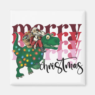 Íman Natal do carregando de Dinossaur Papai Noel