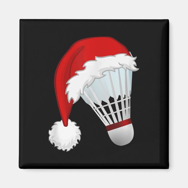 Íman Natal do Esporte de Badminton Santa Hat (Frente)