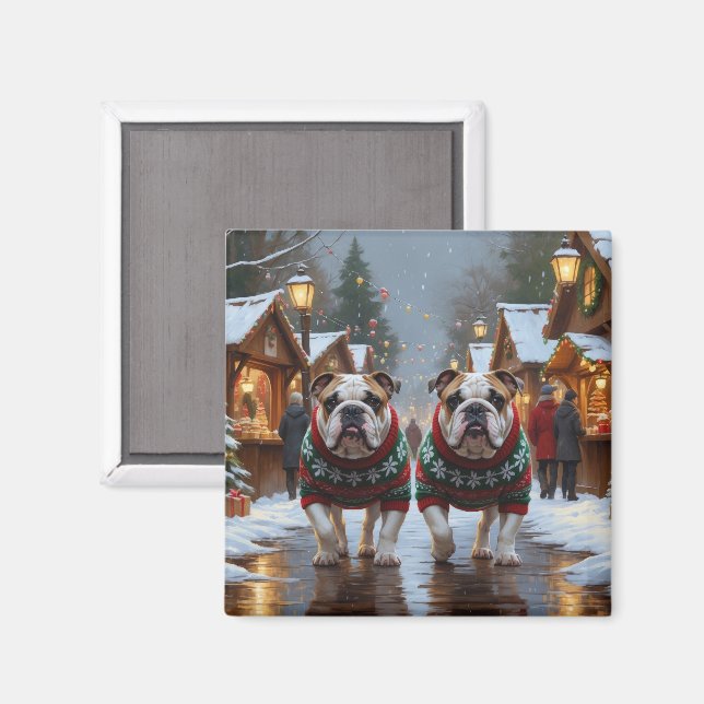 Íman Natal dos Bulldogs Neve Feriado (Front/Back)