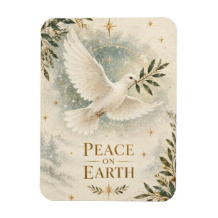 Íman Natal Elegante da Pomba, Paz na Terra estilo Branc