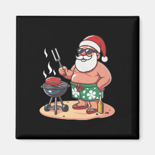 Íman Natal Em Julho Funny Santa Santa Grelhando Churras