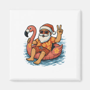 Íman Natal Em Julho Papai Noel Flamingo Verão Xmas Meni