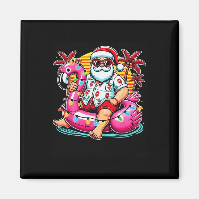 Íman Natal Em Julho Papais noeis Flamingo Float Summer  (Frente)