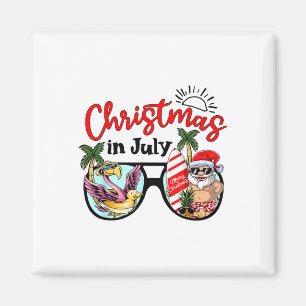 Íman Natal Em Julho Sungles Papai Noel Flamingo Verão V
