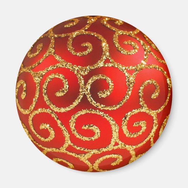 Íman Natal Em Vermelho E Dourado (Frente)