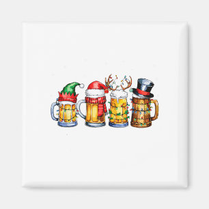Íman Natal engraçado de beber cerveja Papai Noel Luzes