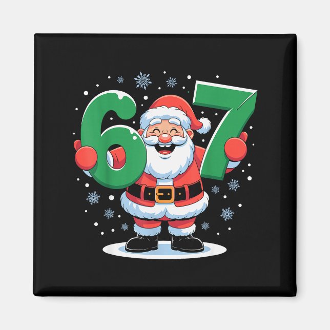 Íman Natal Engraçado Meme Retro 67 Papai Noel Seis Sete (Frente)