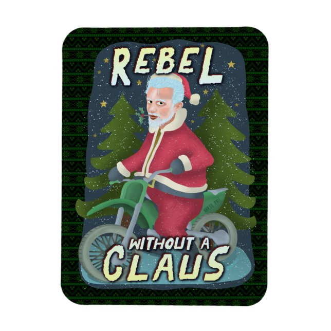 Íman Natal Engraçado Papai Noel Humor Motorcycle Rebel (Vertical)
