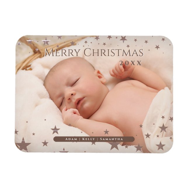 Íman Natal Estrelado Ternurento Personalizado Foto Feri (Horizontal)