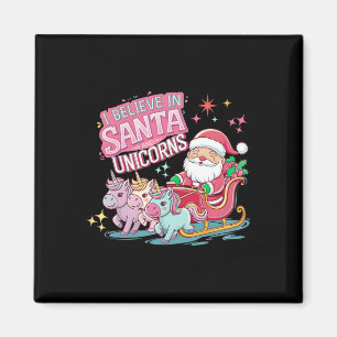 Íman Natal Eu Acredito No Papai Noel E Unicórnios Diver