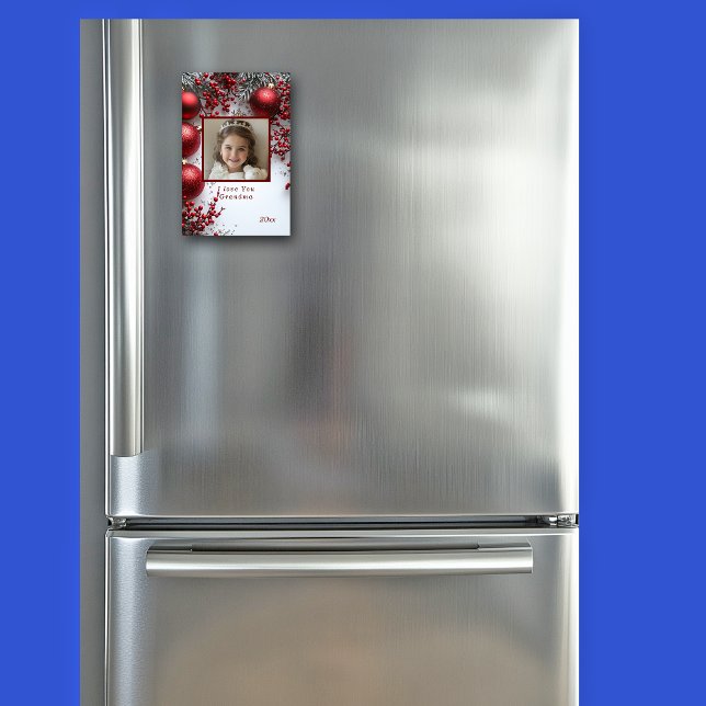 Íman Natal Eu Te Amo Vovó Ornamentos Vermelhos (Criador carregado)