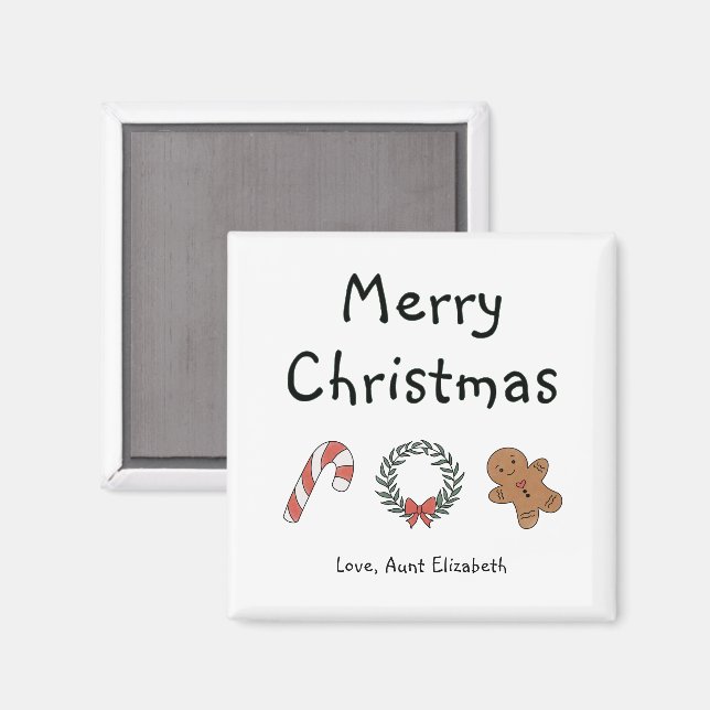 Íman Natal Feliz Pessoal Simpático Caprichoso Simples (Front/Back)