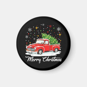 Íman Natal Feliz Vintage Caminhão Vermelho Santa Famíli