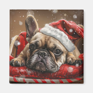 Íman Natal Festivo do Bulldog Francês