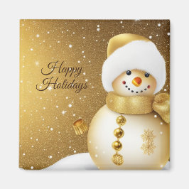 Íman Natal Flocos de Neve Homem de Neve Dourado Feriado