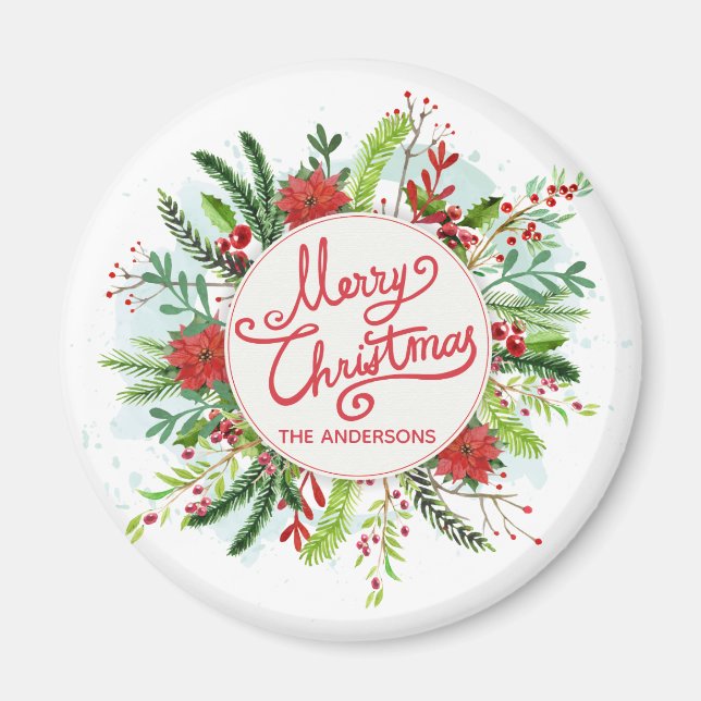 Íman Natal Floral Personalizado | Magnet (Frente)
