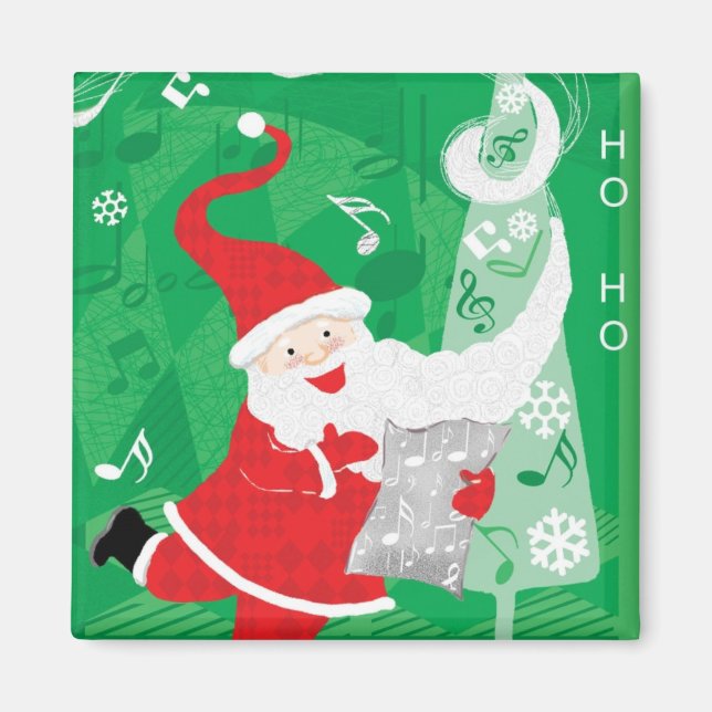 Íman Natal fofo, Papai Noel cantando e dançando (Frente)