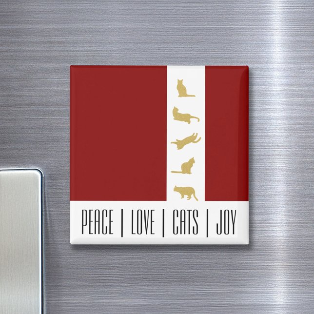 Íman Natal Gato Vermelho Branco Dourado Moderno (Criador carregado)