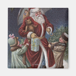 Íman Natal GreetingSanta com guarda-chuva