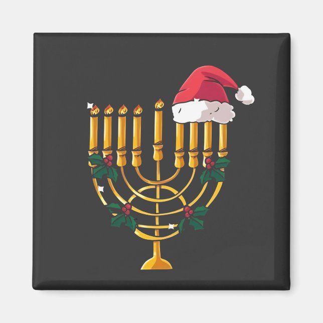 Íman Natal Hanukkah Judaico Papai Noel Menorá (Frente)