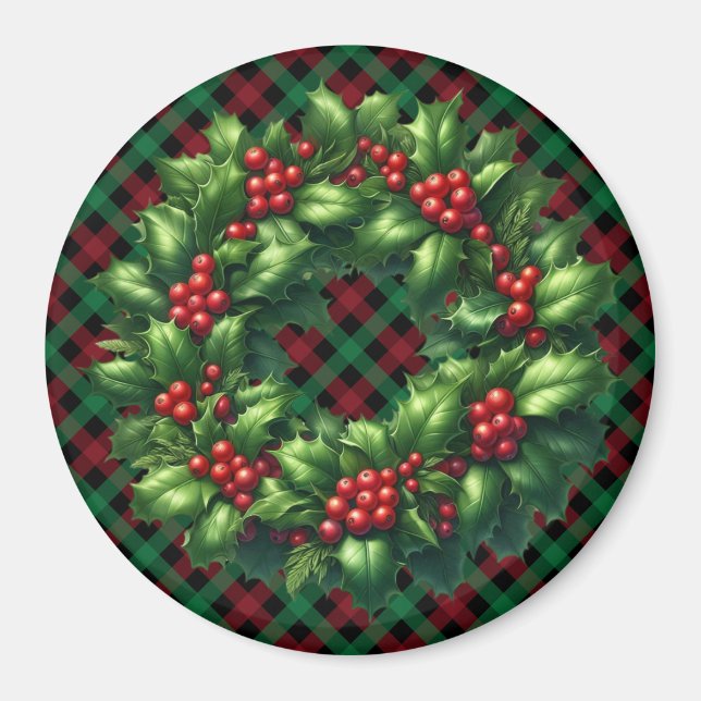 Íman Natal Holly Wreath Magnet (Frente)
