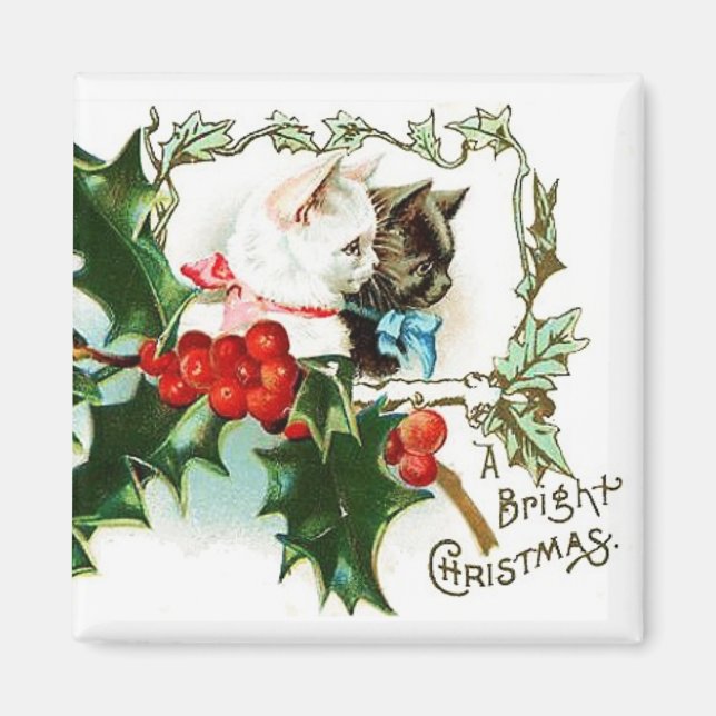 Íman Natal Kittens Vintage Magnet (Frente)