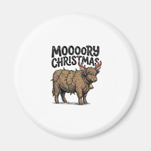 Íman Natal Moooory Vaca Highland Gravura Vintage T