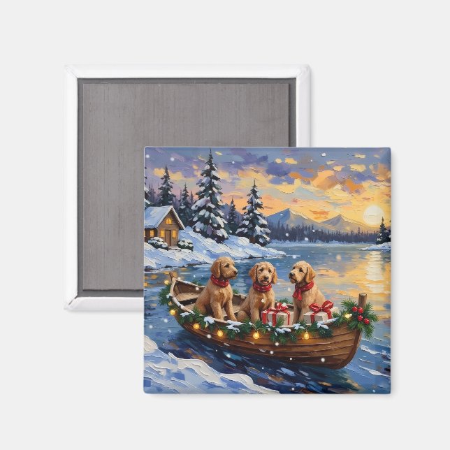 Íman Natal no barco do Goldendoodle (Front/Back)