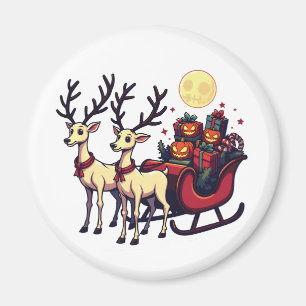Íman Natal no Halloween Reindeer Pumpkin Presente