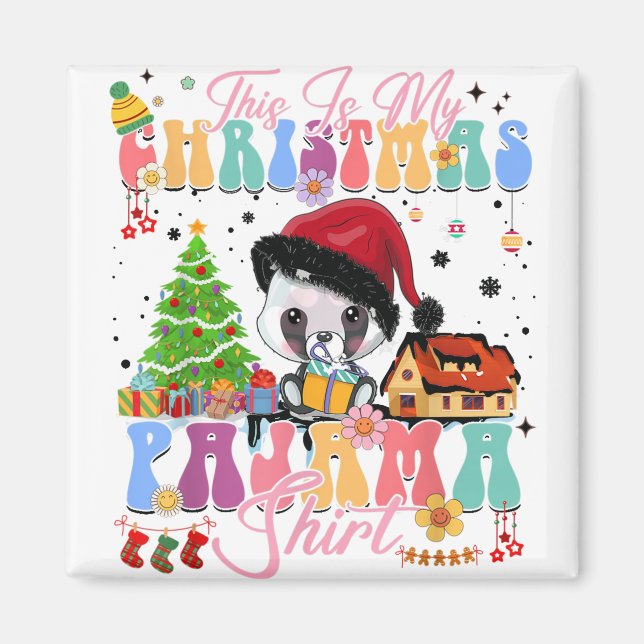 Íman Natal Pajama Cute Panda Gift X-mas Matching Fa (Frente)