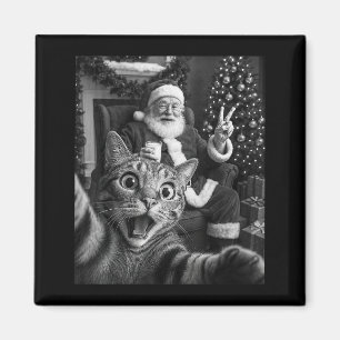 Íman Natal Papai Noel Feliz X-mas Gato Divertido Selfie