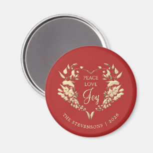 Íman Natal Paz Amor Alegria Dourado Vermelho