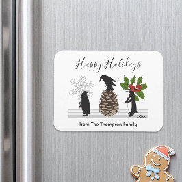 Íman Natal Personalizado de Pinguim Engraçado Fofo