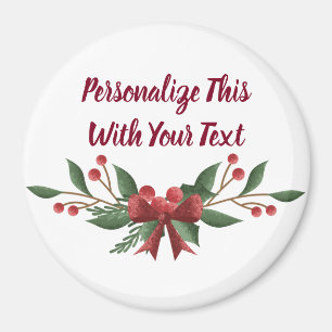 Íman Natal personalizado do azevinho e da baga do texto