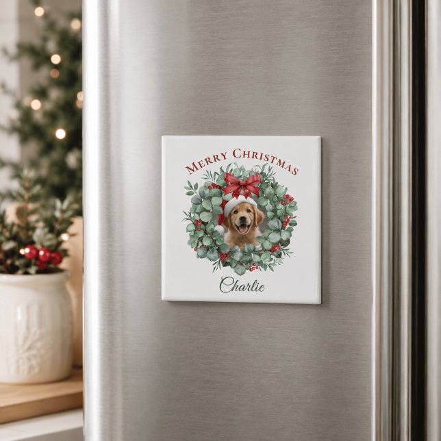 Íman Natal Personalizado para Pet com Coroa e Nome (Criador carregado)