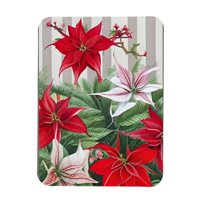 Íman Natal Red Amaryllis e Poinsettias (Vertical)