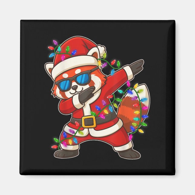 Íman Natal Red Panda Dabbing Luzes Papais noeis Xmas Pa (Frente)