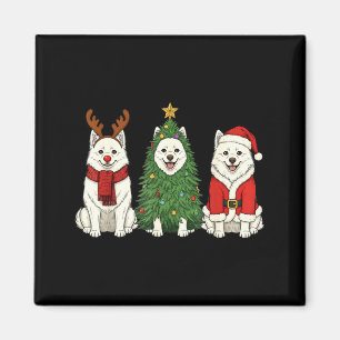 Íman Natal retrô cão esquimó americano Papai Noel Rena
