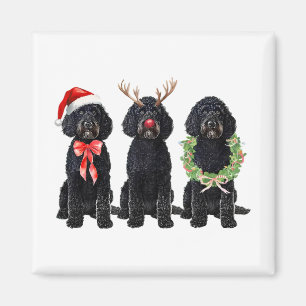 Íman Natal Retro Divertido Cachorro Goldendoodle Preto