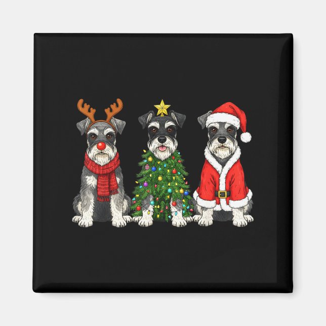 Íman Natal Retro Miniatura Schnauzer Papai Noel Rena (Frente)