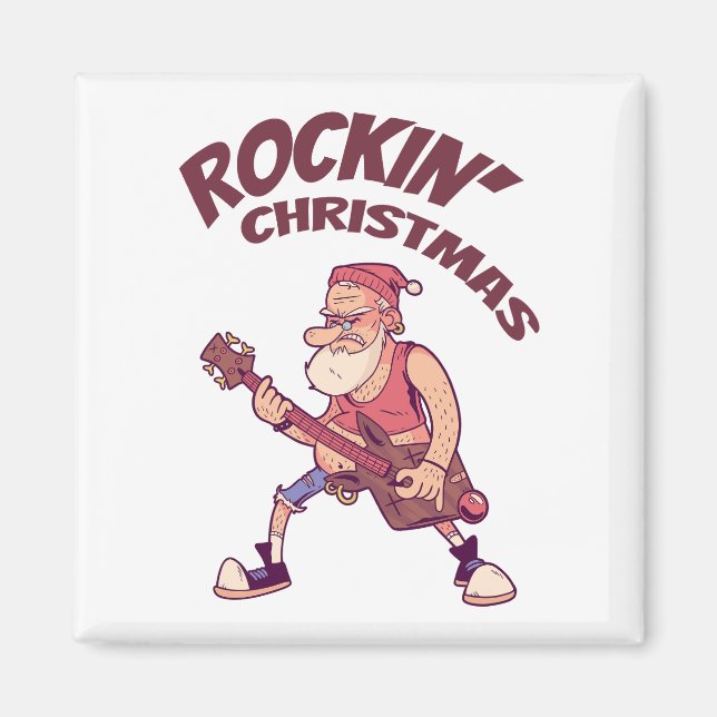 Íman Natal Rockeando, Papai Noel rockeando com Guitarra (Frente)