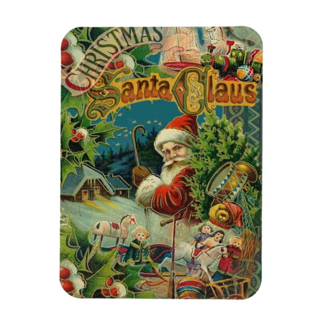 Íman Natal Santa Claus Arte Antiquada (Vertical)