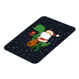 Íman Natal Santa Claus T-rex Dinossaur Sleigh