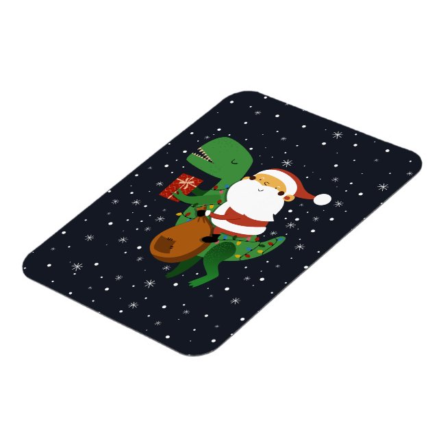 Íman Natal Santa Claus T-rex Dinossaur Sleigh (Left Side)