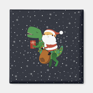 Íman Natal Santa Claus T-rex Dinossaur Sleigh