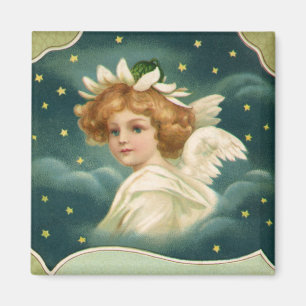 Íman Natal vintage, anjo do Victorian com estrelas