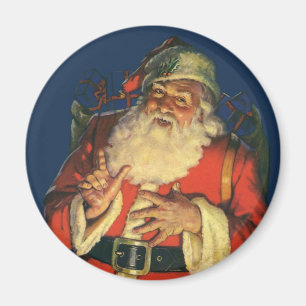 Íman Natal vintage, Papai Noel alegre com brinquedos